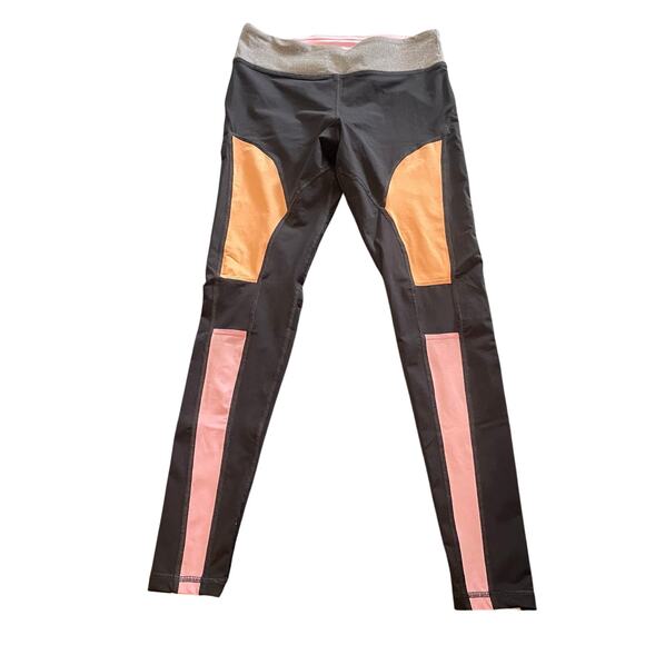 TRINA TURK Recreation Colorblock Leggings Small Black Pink Orange - Picture 1 of 4
